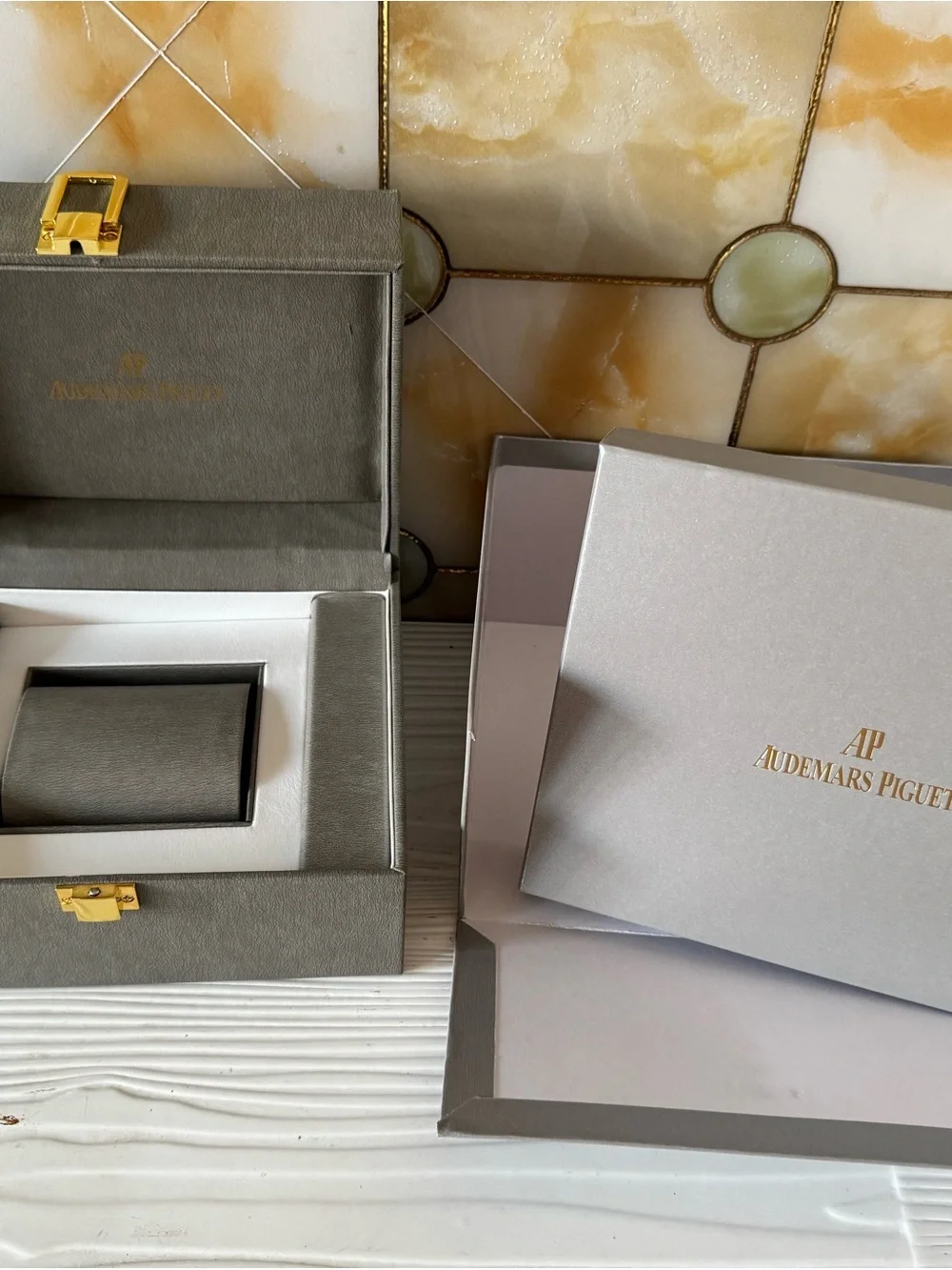 Audemars Piguet Gray and Gold Travel Watch Box